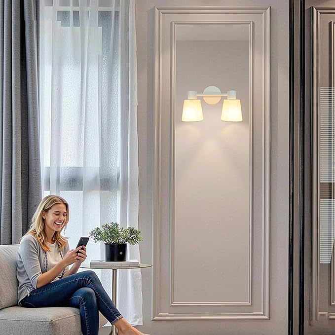 LTBLIGHT 2-Light Track Lighting, Flexible Adjustable Ceiling Light with White Linen Shade, Simplicity Spotlight for Bedroom Art Display Vanity, E26 Base (Bulbs Not Included)