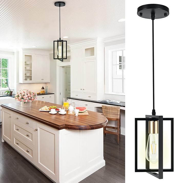 Pendant Lights Kitchen Island Black Pendant Light with Metal Shades | Industrial Pendant Lights, Adjustable Cords for Flat or Sloped Ceilings, E26 Base, for Dining Room, Entryway, Restaurant