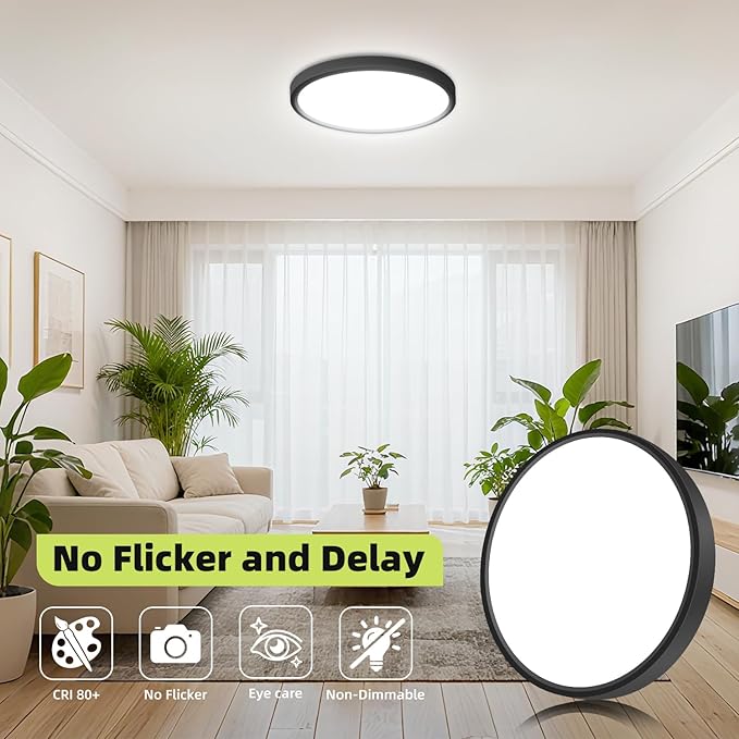 hepside LED Flush Mount Ceiling Light, 13Inch 24W LED Ceiling Lights Fixture,5 Color Temperatures in One,Ultra-Thin Flush Mount Light Fixture for Closet Bathroom Hallway Bedroom Laundry (2PACK)