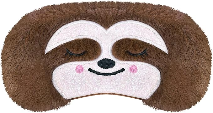 Cute Sleep Masks Cartoon Animal Eye Mask Plush Sleeping Mask & Travel Blindfold - Funny Novelty Eye Shade for Women Men (Brown Sloth)