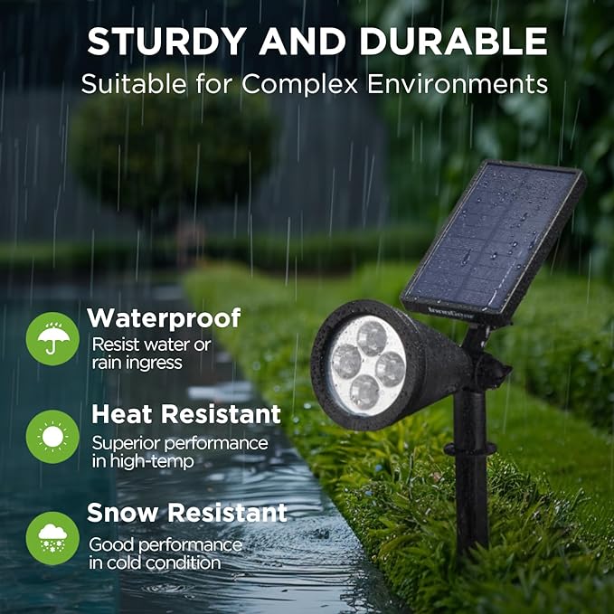 InnoGear 1 Solar Spot Lights Outdoor for Flag Pole Garden Yard, White | Waterproof, Auto On/Off, Adjustable Brightness, 2 Installations, Tree, Uplights, Solar Powered Spotlight, Landscape Lighting