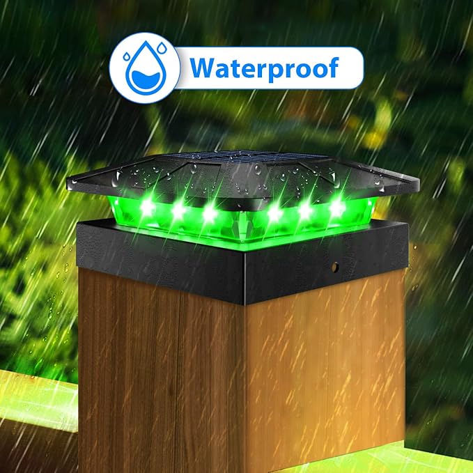 4x4 Solar Post Cap Lights Outdoor RGB Color Changing, LED Fence Light Solar Powered Waterproof, Wood/Vinyl Posts Top Lighting for Outside Deck Yard Garden Patio