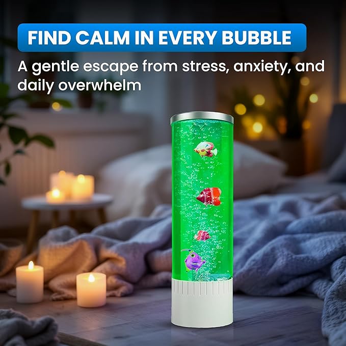 Brewish Bubble lamp | 7 Color Changing LED Lamps | Fake Aquarium Night Light | Artificial Fish Tank with Moving Fishes | Home Decor, Ideal Gift for Kids, Adults, Sensory Lights for Autism & ADHD