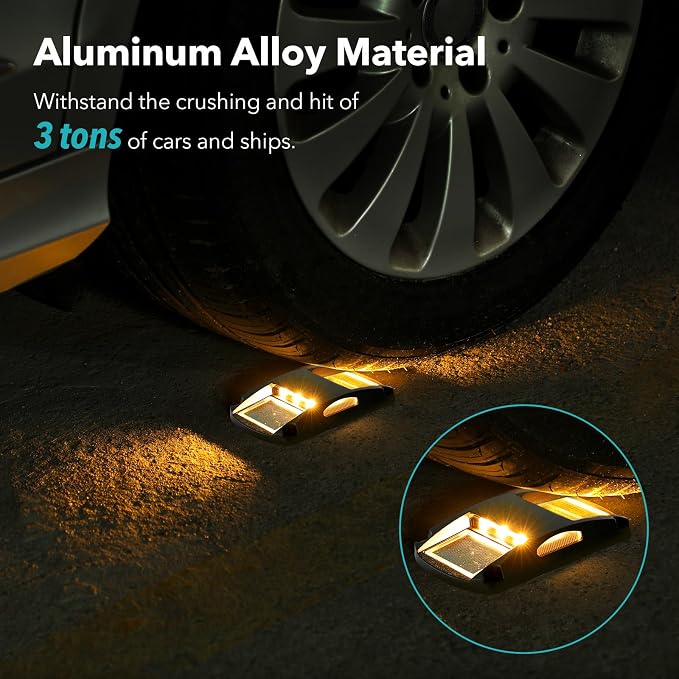 AGPTEK Solar Driveway Light 1 Pack, Outdoor Deck Dock Marine Waterproof | LED Solar Powered Driveway Marker Lights for Warning Step, Sidewalk, Pathway, Garden, Yard (Warm White, Black)