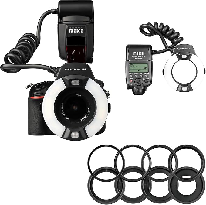 Meike MK-14EXT-N I-TTL Macro Ring Flash Compatible with Nikon D7100 D7000 D5200 D5100 D5000 D3500 D3200 D3100 D90 D300S D600 with LED AF Assist Lamp
