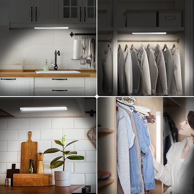 Alivation 84 LED Motion Sensor Light Indoor, Magnetic Closet Lights for Under Cabinet Lighting, Wireless 3200mah Rechargeable Battery Operated, Dimmable, Bright 5500K Daylight, 120 Days Run Time