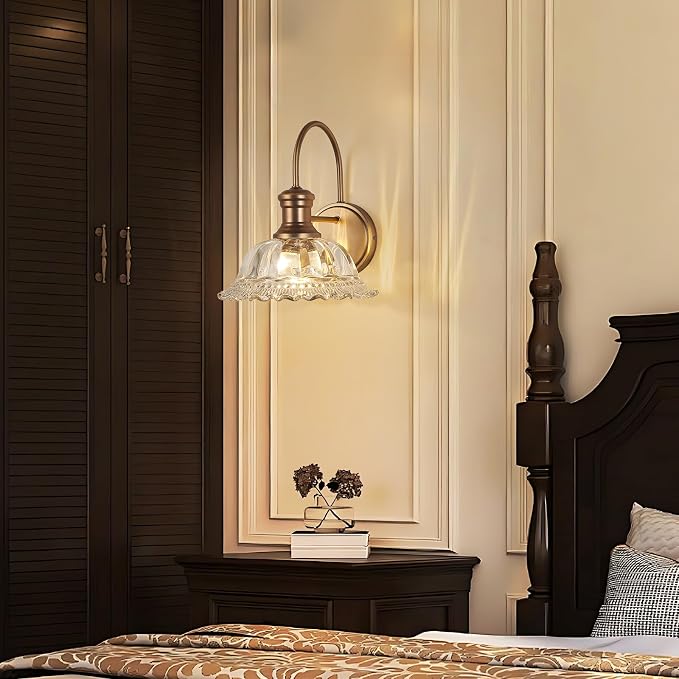 HDDFL Wall Scones Matte Brass Wall Lighting Fixture Vintage Indoor Lamp for Bedroom Living Room Door Header