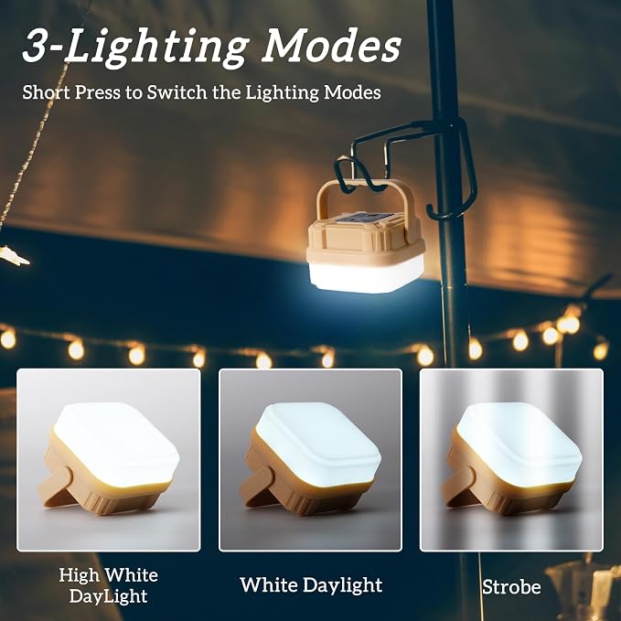 4 Packs Rechargeable Camping Lights LED Camping Lantern | 300LM, 3 Light Modes, Portable IP53 Waterproof Tent Lights for Camp, Outdoor,Hiking, Fishing,Emergency Outage