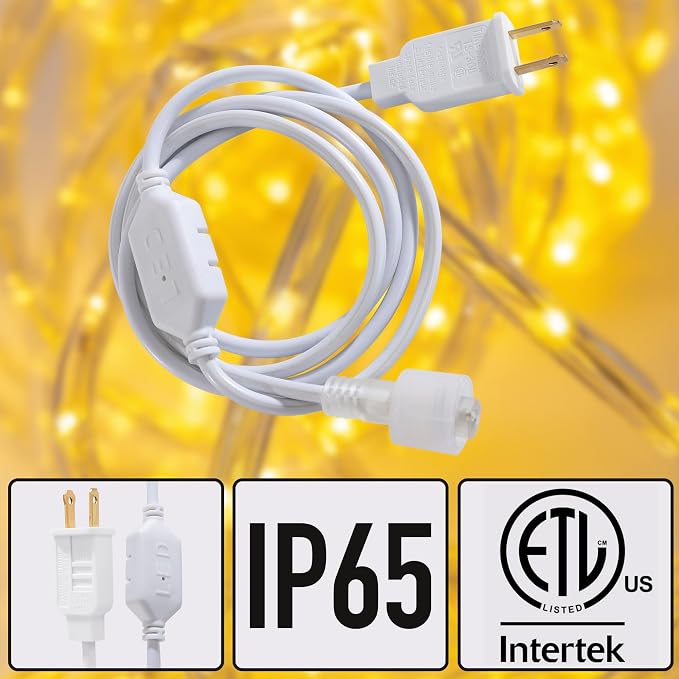 50ft Warm White Rope Lights, Connectable for Indoor & Outdoor,110V Flexible Tube Lights,Waterproof Clear LED Rope Lighting for Outside, Deck, Patio, Pool, Camping, Bedroom Decor,Landscape