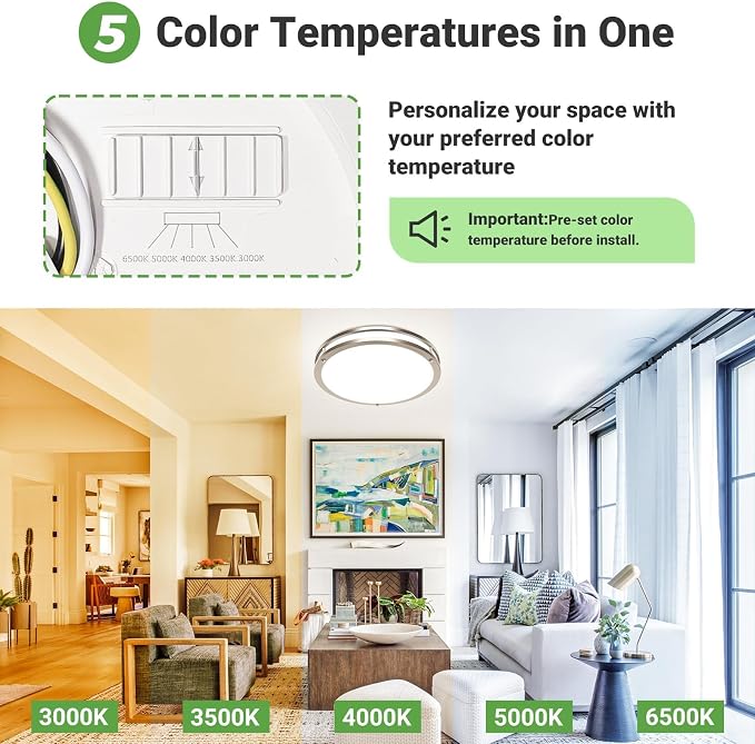 zemty 10Inch Brushed Nickel LED Flush Mount Ceiling Light Fixture, Dimmable &5CCT(3000K-6500K) Adjustable, 15W IP44 Damp-Rate Ceiling Lamp for Hallways, Bathrooms, Closets, Laundry Rooms-4Pack