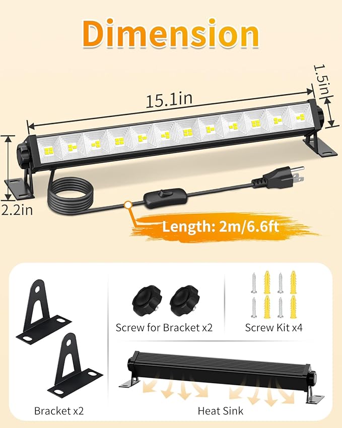 40W LED Shop Lights with 6.6FT Cord, Swtich, 5400LM Plug in Garage Light, 6000K Daylight Work Lights for Garage, Workshop, Warehouse, Indoor (4 Pack)