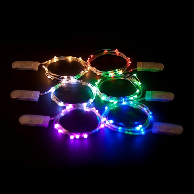 2-Pack 20 LED Wire Twinkle Fairy Lights, Battery Powered, Waterproof — Christmas, Holidays, Wedding, Party — Bedroom, Living Room — 6.5 Ft, Blue, Indoor & Outdoor