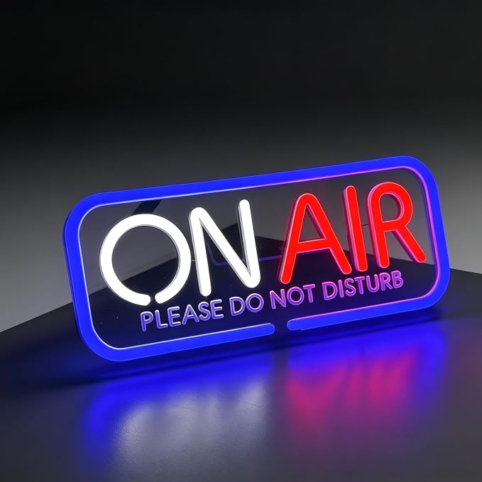 ON AIR Neon Sign LED Studio Recording Light for Podcast Streamer | 15.7 inch USB Powered Hanging Wall Decor with Do Not Disturb Sign