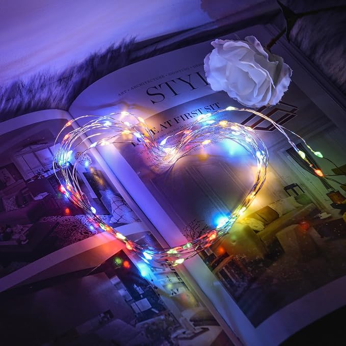 12 Pack 20LED Multicolor Fairy Lights Battery Operated String Light | 7FT Waterproof Silver Wire Christmas Lights Outdoor,Firefly Mini Lights for Bedroom Party Birthday Wedding Indoor Decorations