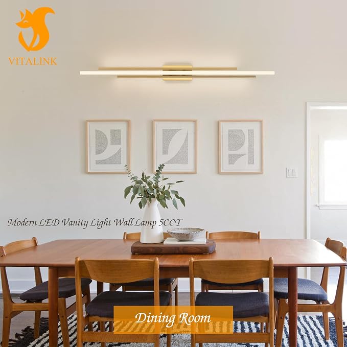 55" Long Vanity Light Gold Bathroom Wall Light Fixtures Long Vanity Lights Over Mirror Lighting Lamps Dimmable Bathroom Wall Mount Lighting Over Vanity Mirror
