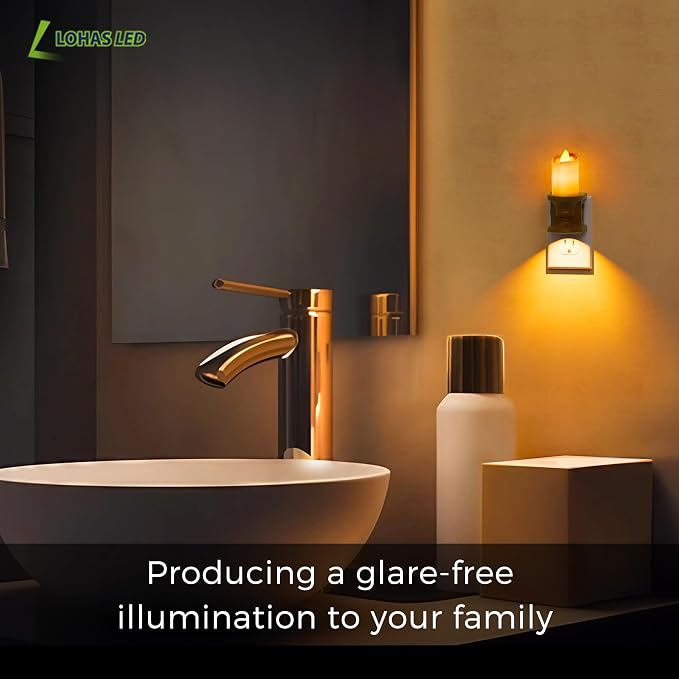 L LOHAS LED Night Light, Flameless Candle Night Light, 2 Pack | 3 Lighting Model, Dusk to Dawn Sensor, 0-100LM Brightness Dimmable, Amber Light,Vintage Nightlight for Adults Hallway Bedroom
