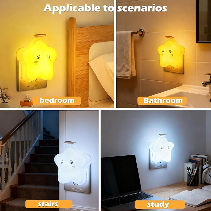 Night Lights Plug Into Wall [2 Pack],LED Dimmable Remote Control with Switch,3 Color Modes,10 Brightness Levels,Timer Function Decorative Nightlight for Bedroom Children Room Gift