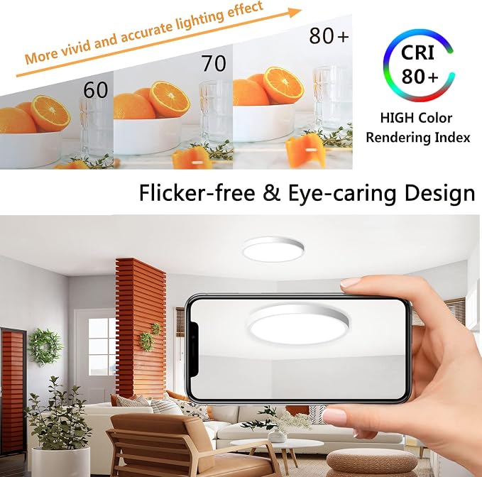 4 Pack LED Flush Mount Ceiling Light Fixture, 9inch LED Ceiling Light White | 18W 5000K Low Profile Slim Flat Surface Mount Ceiling Lights for Kitchen Hallway Laundry Stairwell Basement Closet