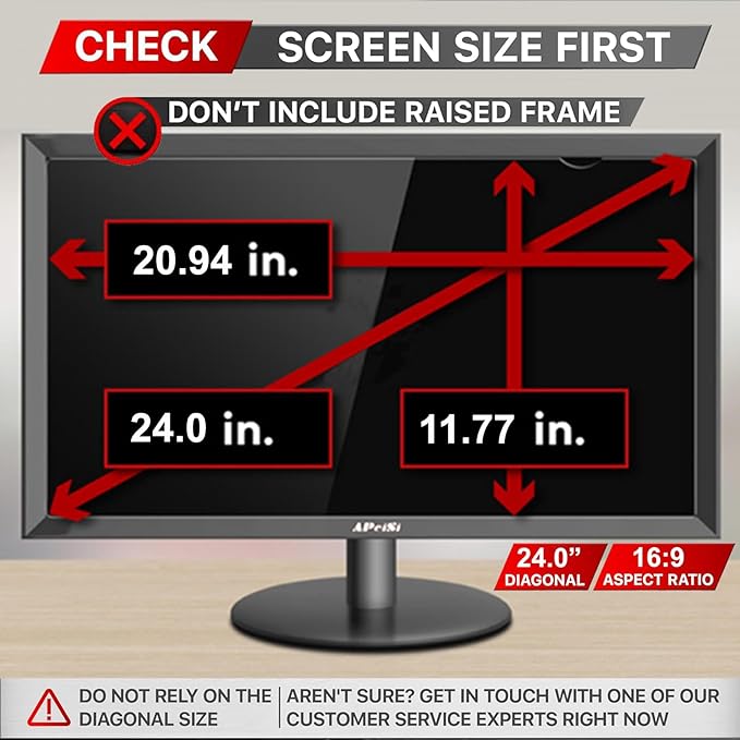 24 Inch Privacy Screen Filter for Widescreen 16:9 Monitor | Privacy Shield | Anti-Glare | Anti-Blue light Protector | Anti-SPY | Eye Protection | Computer Security Private Filter