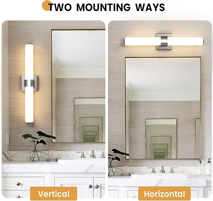 Brushed Nickel Vanity Lights for Bathroom - 22 Inch Bathroom Light Fixtures Over Mirror with Acrylic Shade, 18W LED Modern Vanity Lighting Fixtures Wall Sconce 3000K