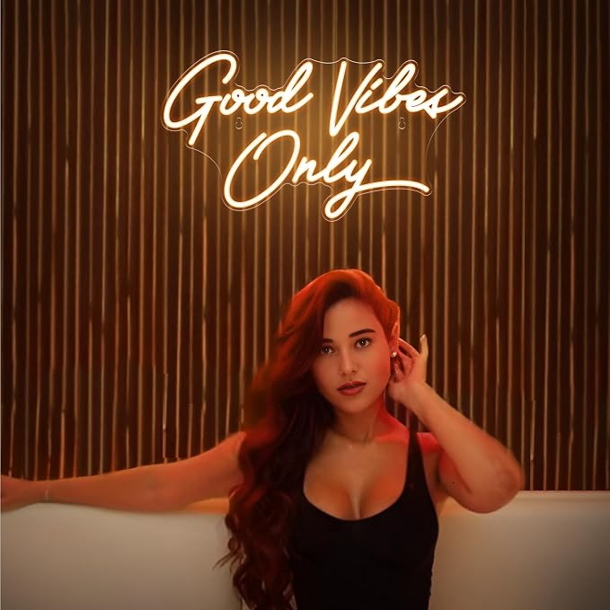 Kavaas Good Vibes Only Neon Signs for Wall Decor 17.7" x 9.9" | Warm White Good Vibes Only LED Sign for Bedroom, Party, Bar, Salon - Best Gifts for Birthday, Christmas