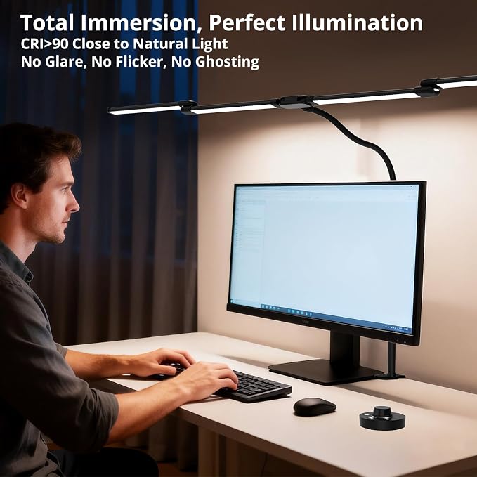 Desk Lamp, Clamp Desks Lamps for Home Office, 24W Flexible Gooseneck Table Lamp, 10 Color Modes & Brightness Eye-Caring Desk Light w/USB Adapter (12V2A Black) | Clamp desks lamps for home office, 10 color modes & brightness eye-caring desk light w/usb ...