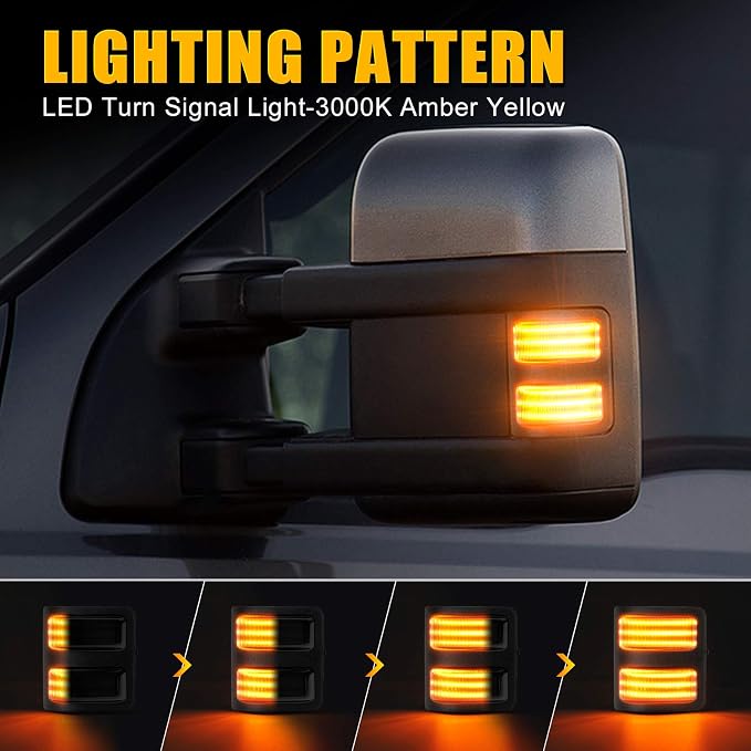 SUPAREE LED Sequential Switchback Side Mirror Marker Running Light | Turn Signal Light Fit for 2008-2016 F250 F350 F450 F550 Super Duty Running Light and Turn Signal Aftermarket Replacement