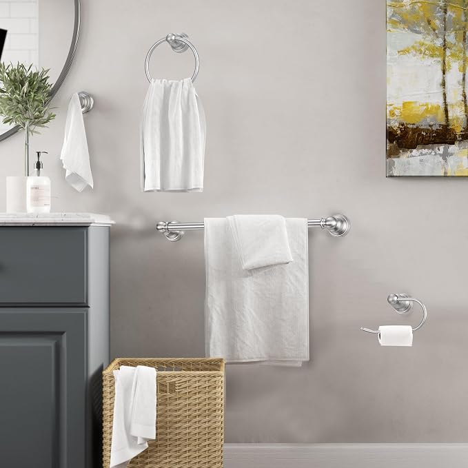 Brushed Nickel 3 Light Bathroom Vanity Light Set,5 Piece Brushed Nickel Bathroom Light Accessories Set,Brushed Nickle 3 Light Bathroom Vanity Fixture with Hardware Set