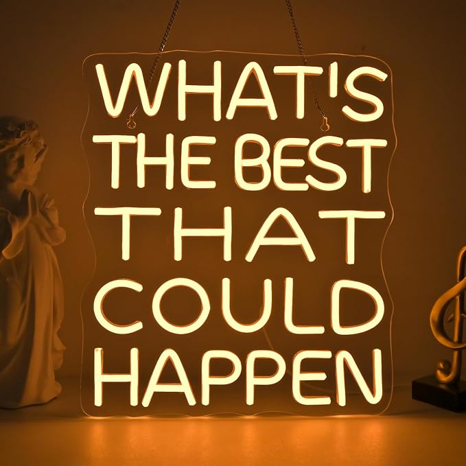 What's The Best That Could Happen Neon Sign Bars Adjustable Brightness Art neon sign Led Sign USB Powered Versatile LED Wall Decor for Home Office, Café, Creative Studio, or Party