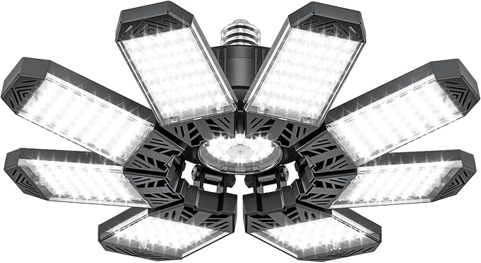 ISKYDRAW LED Garage Light 1 Pack, 260W 26000LM Bright Shop Light | 8+1 Deformable Panels,6500K Daylight,Screw in E26/E27 Bulb Socket,Garage Lighting for Workshop Basement Barn Attic
