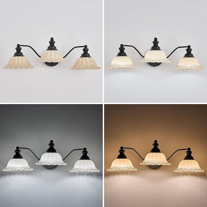 Black Bathroom Vanity Light 3 Light