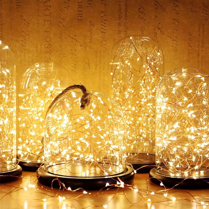 Twinkle Star 33ft 100LED Copper Wire String Lights, Warm White | 8 Modes, USB Powered, Remote Control, Fairy Lights, Wedding Party Home Christmas Decoration