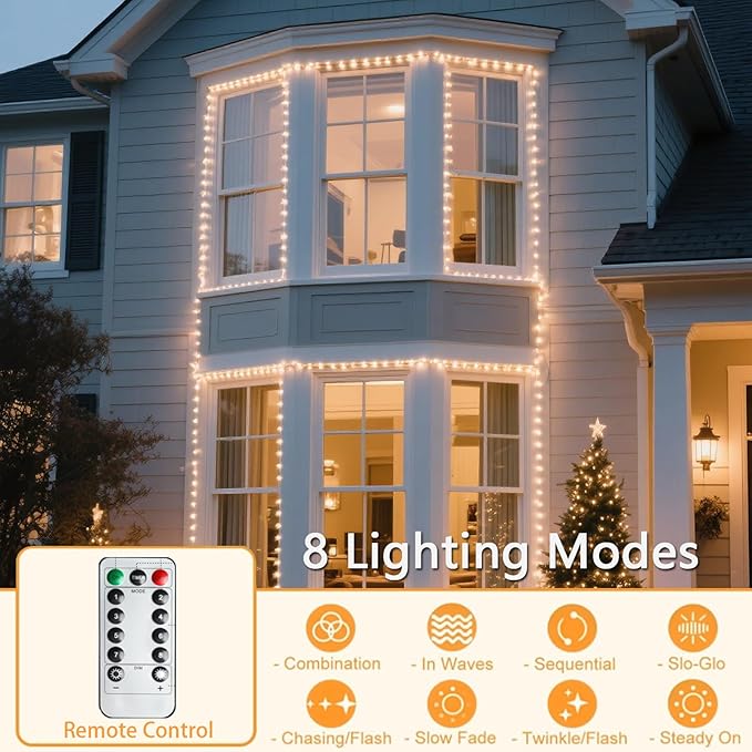 Vigdur 66FT Solar Rope Lights Outdoor - 200 LEDs Multicolor Rope Lights Outdoor Waterproof with Remote & Timer & 8 Lighting Modes, Solar Trampoline Light for Pool Tree Garden Yard Home Camping