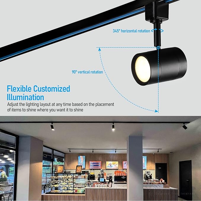 LEONLITE Small Space Series 8.5W LED H Track Lighting Heads, ETL Listed, Dimmable H Track Light Heads for Store Shop Cafe, CRI90, H Track Lighting, 5CCT, Matte Black, Pack of 4
