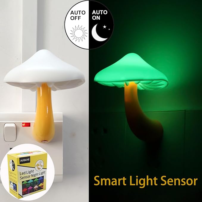 AUSAYE Led Nigh Light,Plug in Nightlight, Dusk to Dawn Sensor Automatic On and Off Night Lights Green