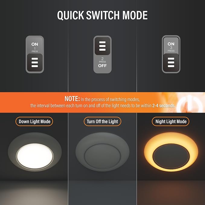 6 Inch LED Low Profile Disk Light with Night Light, 120VAC, 15W, 5CCT Color Changing, 1000LM, Dimmable, ETL, Shower Wet Rated Screw in Flush Mount Ceiling Light, White/8 Packs