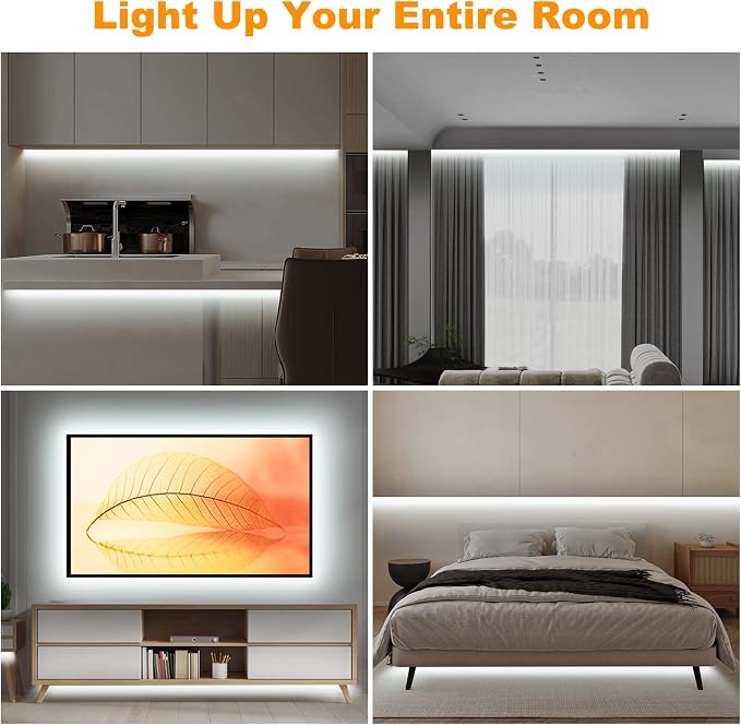 Tatazone WiFi Smart White COB Led Strip Light with Remote | 16.4ft, 6500K, Work with Alexa and Google, Timer, Group Control, Dimmable Daylight White for Cabinet, Room, Kitchen, Shelf