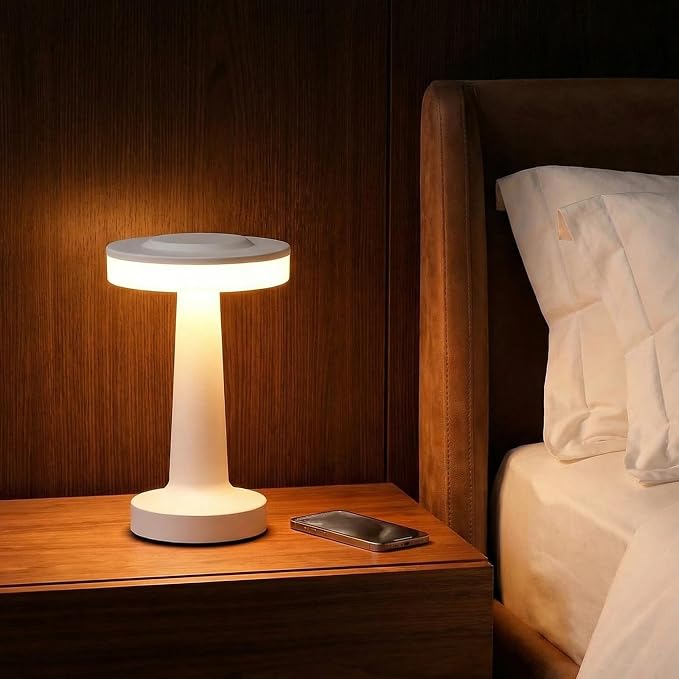Riakrum 4 Pcs White LED Portable Cordless Table Lamp Bulk with Touch Sensor 3 Color Stepless Dimming Rechargeable Battery up to 15 Hours Cordless Table Light Wireless Lamp Wedding Home