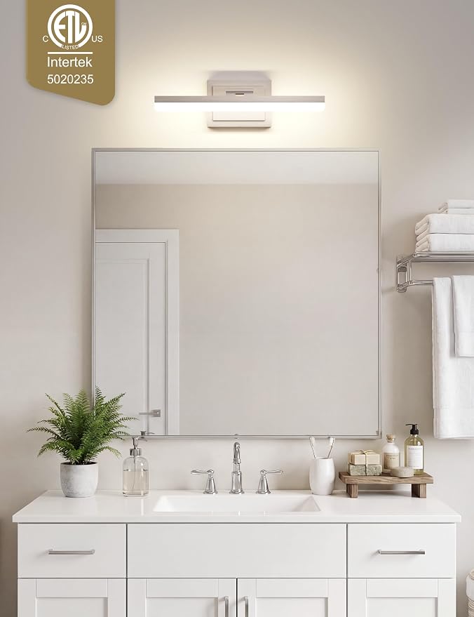VOLISUN Modern Bathroom Vanity Light 15.7 inch, Rotatable, 20W Dimmable 5CCT Led Bathroom Light Fixture Over Mirror, Brushed Nickel Bar Vanity Light for Bathrooms Mirror Restroom-ETL Certificated