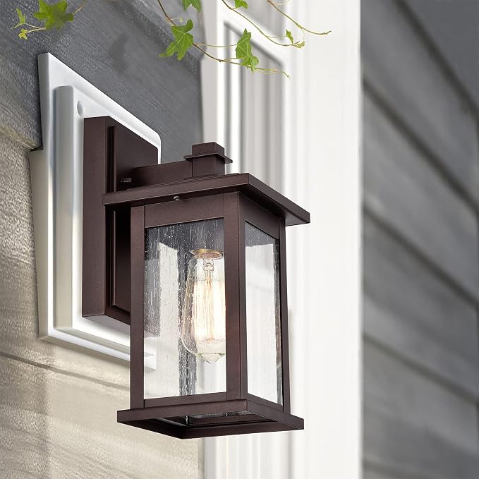 MICSIU Oil Rubbed Bronze Transitional 12 Inch Outdoor Wall Light 2 Pack | No Assembly Required, 100W Max Exterior Porch Sconce Light for Front Door, Garage, Patio, Yard, Deck