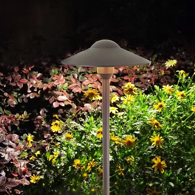 Low Voltage Path Lighting Cast Aluminum Construction Outdoor | Walkway Area Garden Yard pathway Landscape Lighting Replaceable 3W G4 LED Bulb Warm White Textured Bronze Finish Pack of 2
