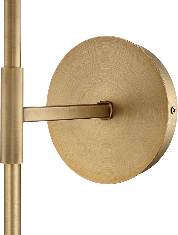 Nathan James Millie Plug-in Wall Sconce, Wall Mounted Bedside Reading Lamp with Cotton Shade and Brass Back Plate