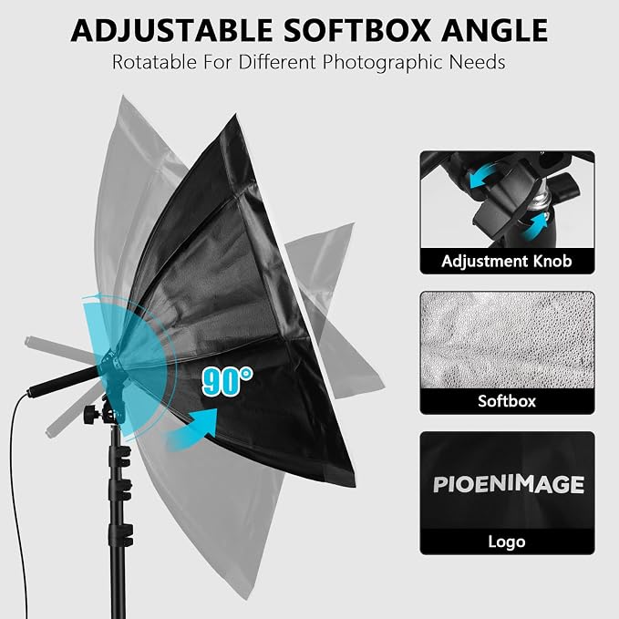 Softbox Lighting Kit, Softbox Photography Lighting Set, 2Pcs | 21.6in Soft Box Lighting Set, Photography Lights, 85W 2700K-6500K LED Bulb, Studio Lights for Portrait, Video Recording