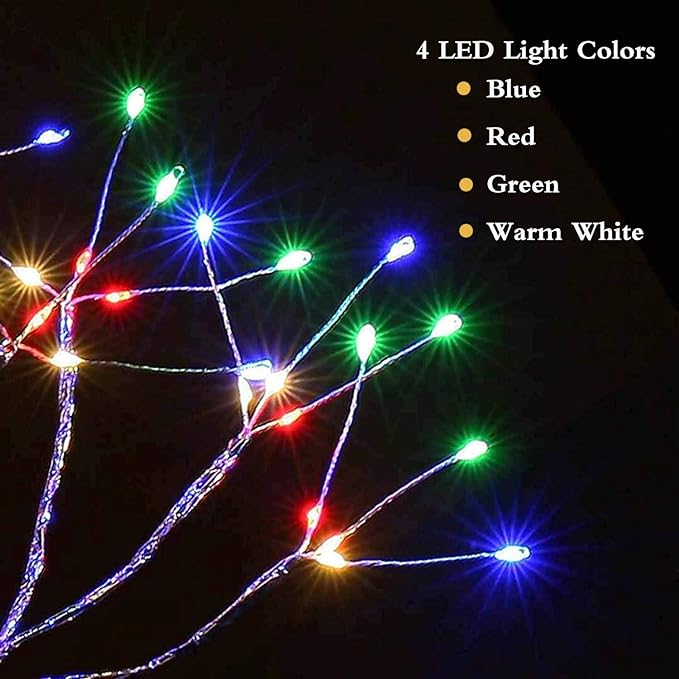 20" 108 LED Tabletop Bonsai Tree Light, Sparkly Fairy Spirit Tree Lights, Battery/USB Operated, DIY Artificial Tree Lamp for Bedroom Desktop Christmas Indoor Decoration Lights (Colorful)