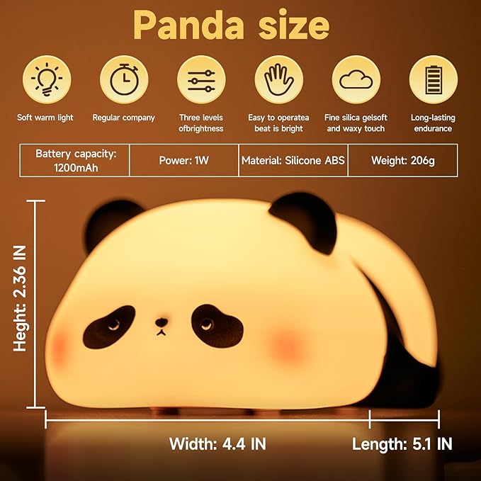 Cute Duck Lamp,Fun Lying Flat Duck Panda Night Light,LED Squishy Animal Novelty Lamp,Toddler Baby Night Light for Kids,Nursery Touch Kawaii Lamp Room/House Décor Nursery Nightlight for Breastfeeding