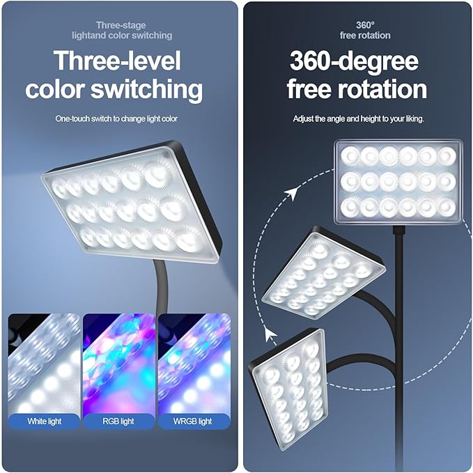 Full Spectrum 15W Enhanced Edition - LED Aquarium Light with Lens, Three Adjustable Modes (Suitable for 10-20 Inch Tanks)