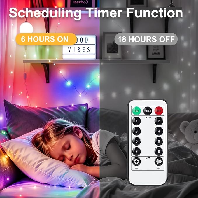 6 Pack Fairy Lights Battery Operated with Remote Timer 8 Lighting Modes,7ft 20 LED Waterproof Mini String Lights for Halloween Christmas Table Centerpieces Bedroom Decorations,6 Colors