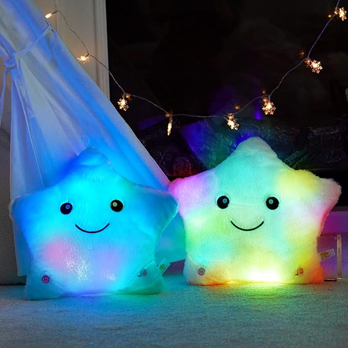 BSTAOFY 13'' Light up Musical Twinkle Star Plush Pillow, Soft Creative Lullaby Glowing Singing Star Plush Toy, Birthday for Kids Toddlers Boys Girls, Pink