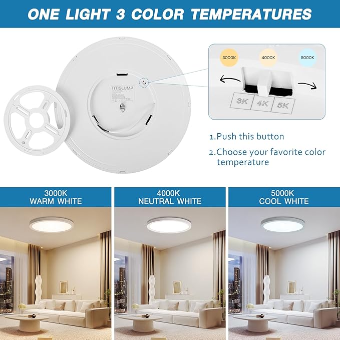 15.8 Inch Large Dimmable LED Flush Mount Ceiling Light 4 Pack, 32W 3200LM Low Profile Ceiling Light with 3 CCT (3000K/4000K/5000K), 5%-100% Dimming, Ultra-Thin 0.8", for Bedroom, Kitchen & Office