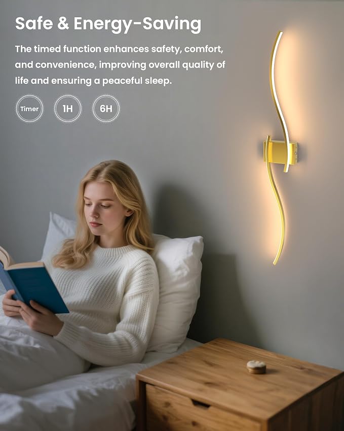 39.4 Inch Battery Operated Wall Sconce Set of 2, Gold Modern Rechargeable Wall Lights with Remote, 3CCT Dimmable Wireless Wall Lamp for Living Room Bedroom Hallway